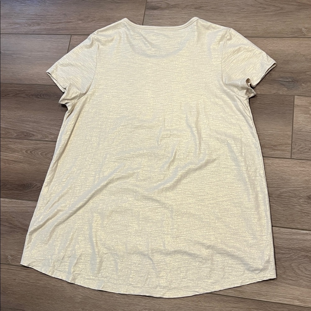 Chico's Shimmery Champagne Gold Short Sleeve High-Low Top Chico’s 3 (US size 16) - Picture 8 of 10